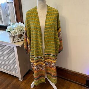Jade by Jane multicolored floral paisley long open kimono Size L EUC
